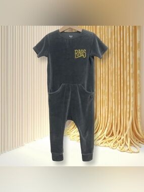 RAGS Kids Charcoal Short-Sleeve Romper with Pocket